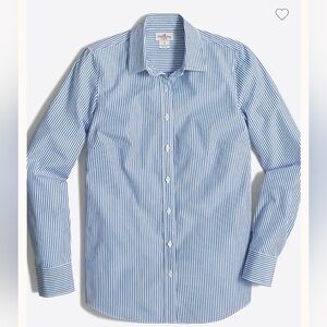 J. Crew Women's Blue and White Stripe Classic Button-Up Size XS (NWT)